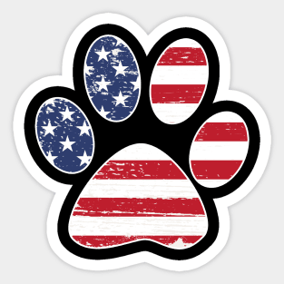 Dog Paw Print, American Flag Sticker